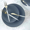 Round Slate and Gold Plastic Dinner Plates 10.25" (10 count)