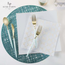 Mint Green and Gold Plastic Cutlery Set | 32 Pieces