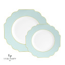 Scalloped Mint and Gold Plastic Dinner Plates 8" (10 count)