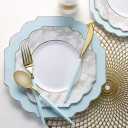 Scalloped Mint and Gold Plastic Dinner Plates 8" (10 count)