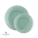 Round Transparent Green and Gold Plastic Dessert Plates 7.25" (10 count)