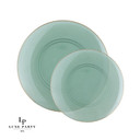 Round Transparent Green and Gold Plastic Plates 10.25" (10 count)