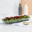 Organic Salad Bowl/Tray 76oz Rectangle 17.5″Clear/Gold Rim
