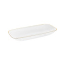 Organic Salad Bowl/Tray 76oz Rectangle 17.5″Clear/Gold Rim