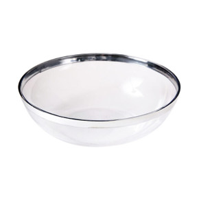 Round Clear Small Serving Bowl With Silver Rim (1 Count)