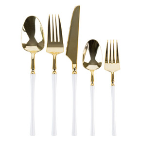 Infinity Flatware White/Gold Salad Forks (20 Count)