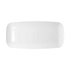 10.6" x 5" Solid White Flat Raised Edge Rectangular Plastic Plates (10 count)
