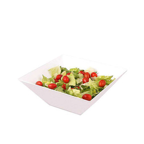 4 qt. (128 oz) White Square Disposable Plastic Serving Bowls