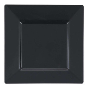 6.5" Black Square Plastic Cake Plates (10 count)
