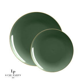Emerald Round Dessert Plates W/Gold rim 7.5" (10 count)