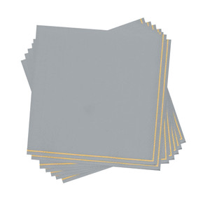 Gray with Gold Stripe Paper Lunch Napkins (20 count)