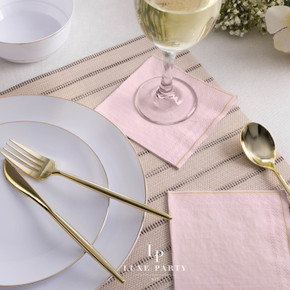 Blush with Gold Stripe Paper Lunch Napkins (20 count)