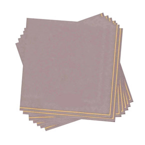 Mauve with Gold Stripe Paper Cocktail Napkins (20 count)
