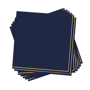 Navy with Gold Stripe Lunch Napkins (20 count)