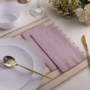 Mauve with Gold Stripe Dinner Napkins (16 count)