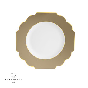 Scalloped Gold Plastic Dessert Plates 8" (10 count)