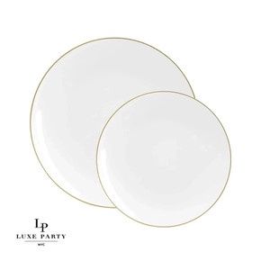 White and Gold Round Plastic Dessert Plates 7.25" (10 count)