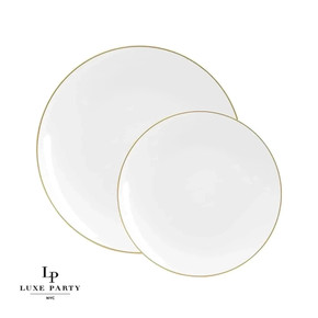 White and Gold Round Plastic Dessert Plates 7.5" (10 count) White and Gold Round Plastic Dessert Plates 7.5" (10 count)