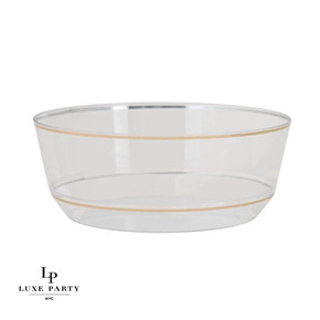 14 Oz. Round Clear and Gold Plastic Bowls (10 count) 14 Oz. Round Clear and Gold Plastic Bowls (10 count)