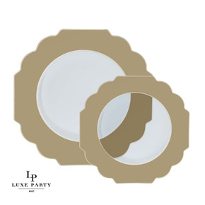 Scalloped Clear Gold Plastic Plates  8" (10 count)