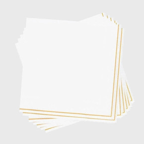 White with Gold Stripe Lunch Napkins (20 count)