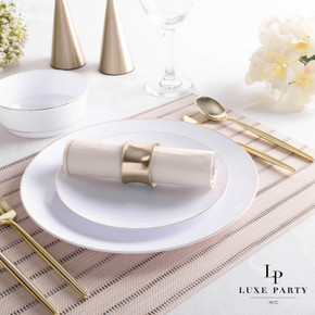 Linen with Gold Stripe Lunch Napkins (20 count)