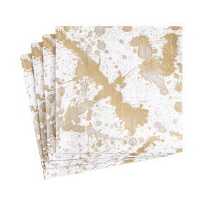 Splatterware Paper Cocktail Napkins in Gold - 20 Per Package