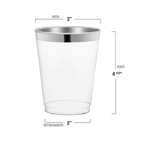 12Oz Clear Cup Silver Rim