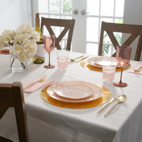 Round Blush and Gold Pattern Plastic Dinner Plates 10.25" (10 count) Round Blush and Gold Pattern Plastic Dinner Plates 10.25" (10 count)