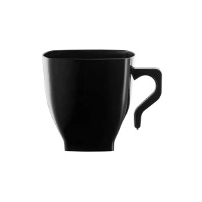 8 oz. Black Square Plastic Coffee Mugs (8 count)