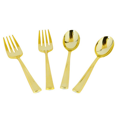 Gold Serving 2 Spoons and 2 Forks