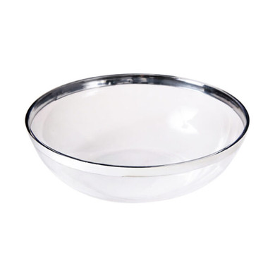 Round Clear Medium Serving Bowl with Silver Rim (1 Count)