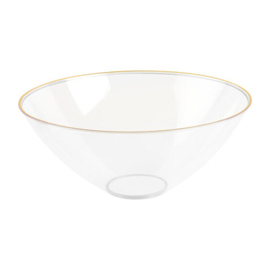 Clear Salad Bowl W/ Gold Rim 58 oz.