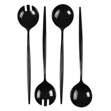 Novelty Serving Spoon & Spork Black (4 count)