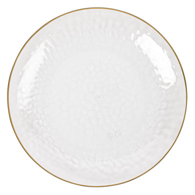 Organic Hammered Clear Gold Rim 10″ Plates (10 Count)