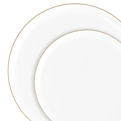 Edge Collection 6.3" White with Gold Rim Plates (10 count)