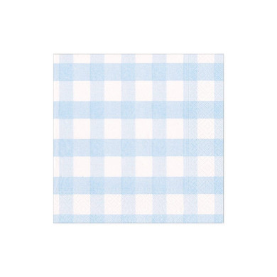 Gingham Paper Cocktail Napkins in Light Blue - 20 Per Package