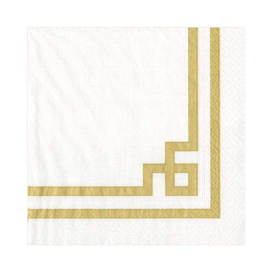 Rive Gauche Paper Luncheon Napkins in Gold & White - 20 Per Package