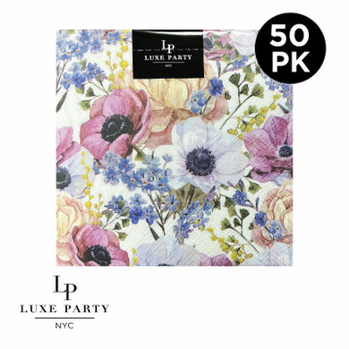 Pretty Floral Paper Cocktail Napkins | 50 Napkins