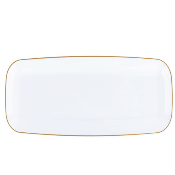 Organic White Rectangle Tray with Gold Rim 10.6" (2 count)