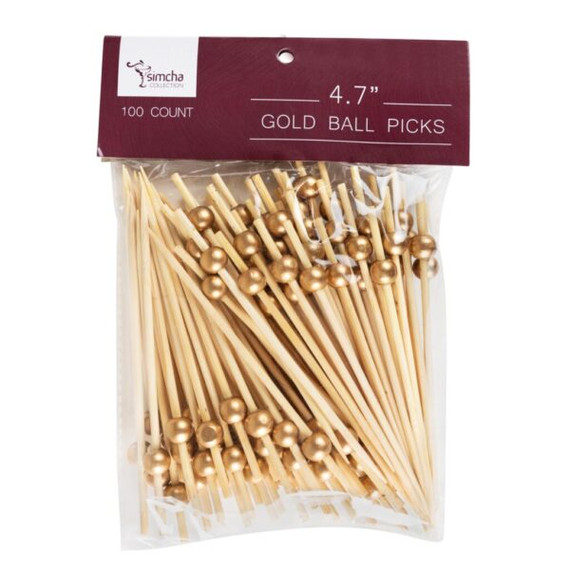 Bamboo Gold Ball Picks 4.7″