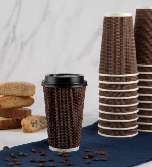 16oz Ripple Brown Hot Cups Combo (10 Count)