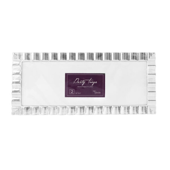 Party Tray White and Silver (2 count)
