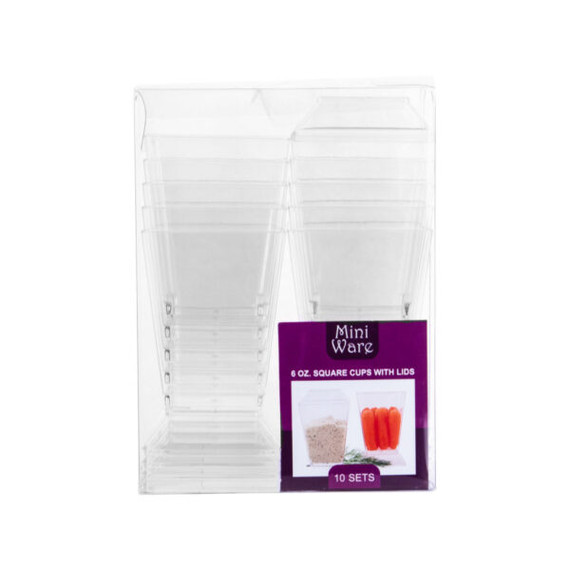 MiniWare Square Cups With Lids Small 6 oz