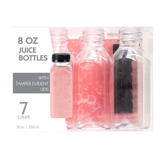 8 oz Plastic Bottles W/Lid (7 count)