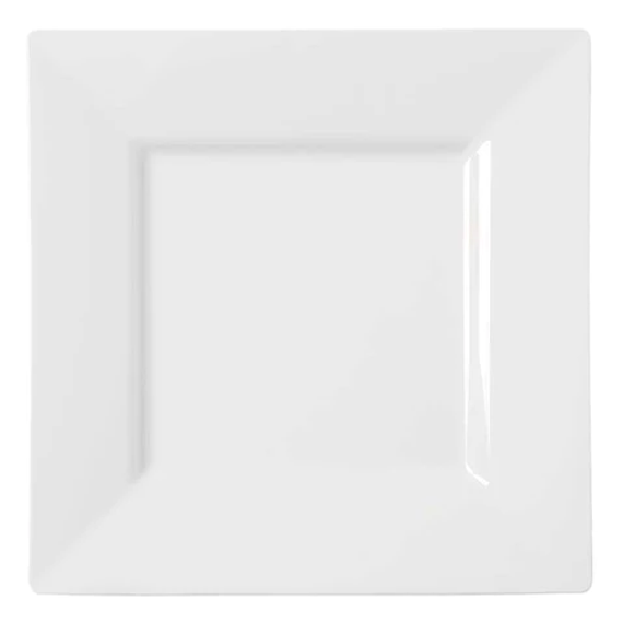 9.5" White Square Plastic Dinner Plates (10 count)
