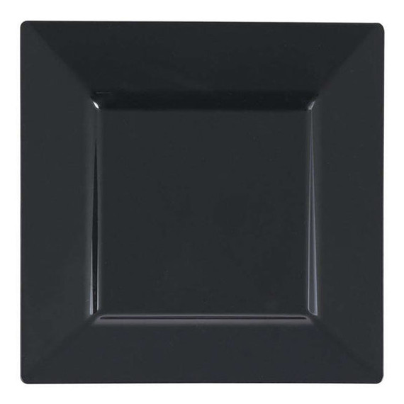 6.5" Black Square Plastic Cake Plates (10 count)