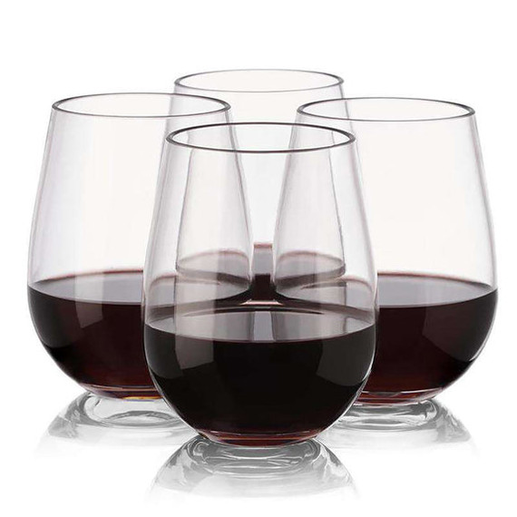 12 oz. Clear Elegant Stemless Plastic Wine Glasses (16 count)