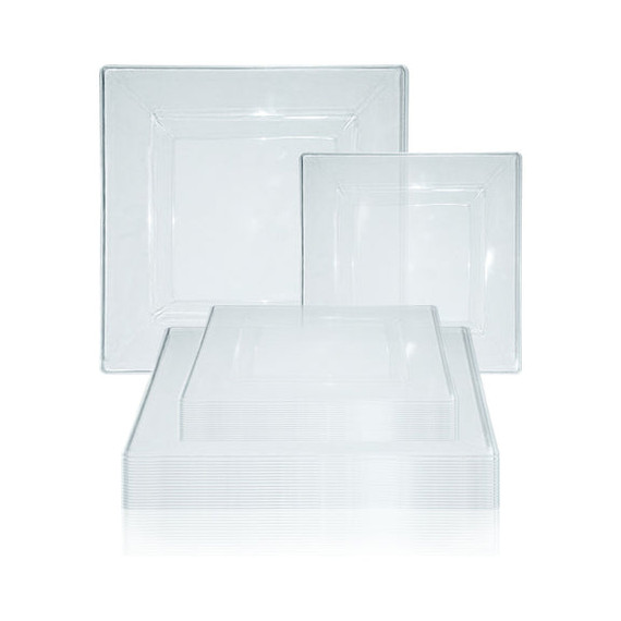 8" Clear Square Plastic Salad Plates (10 count)