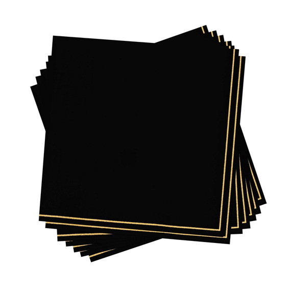 Black with Gold Stripe Lunch Napkin (20 count)